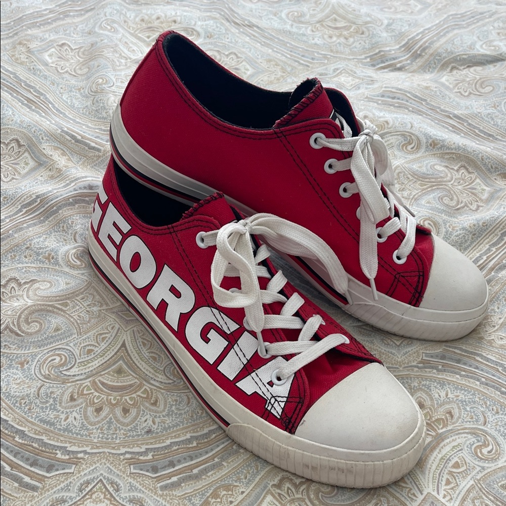 Red UGA Faux Converse Sneakers with White Laces